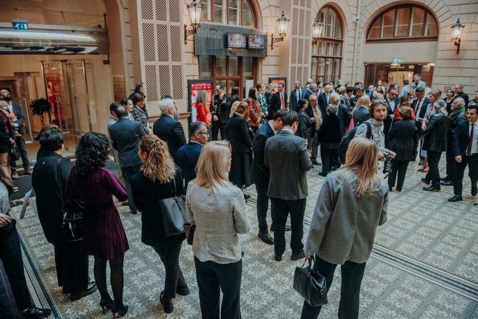 Guests and media representatives gathered for the exhibition opening event.