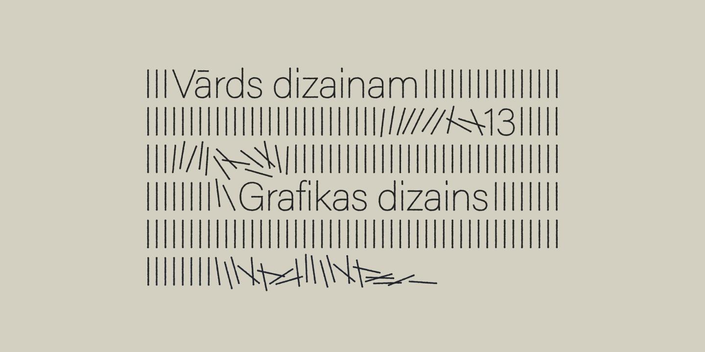 Grafisks plakāts ar uzrakstiem Vārds dizainam un Grafikas dizains, veidots no plānām melnām līnijām uz gaiša fona.