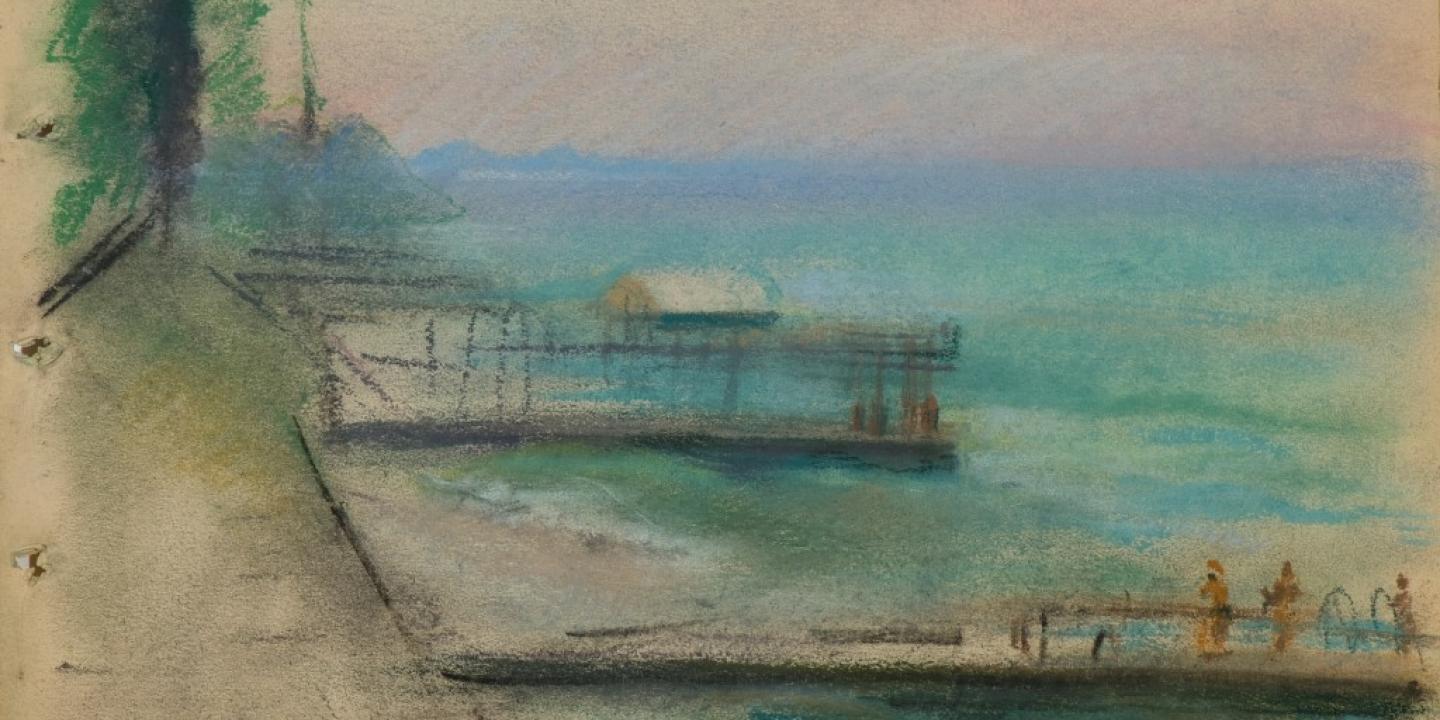 

Aleksandra Beļcova. Two Piers. From drawing album &ldquo;Caucasus&rdquo;. First half of the 1960&rsquo;s. Pastel on paper. Collection of the Romans Suta and Aleksandra Beļcova Museum. Photo: Normunds Brasliņ&scaron;





