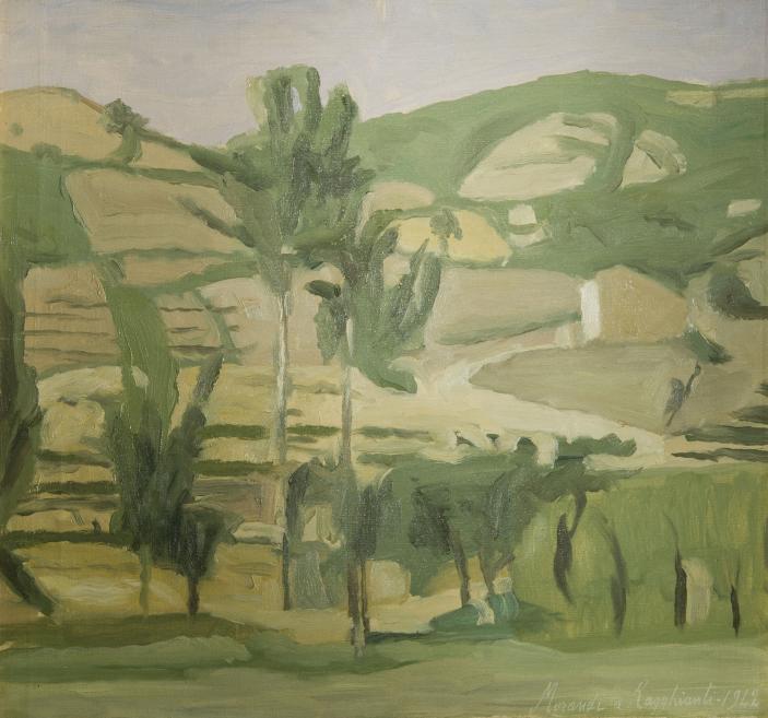 Giorgio Morandi. Landscape at Grizzana.1942. Oil on canvas. Collection of the Gallery of Modern Art, Palazzo Pitti, Florence, Italy. Publicity photo