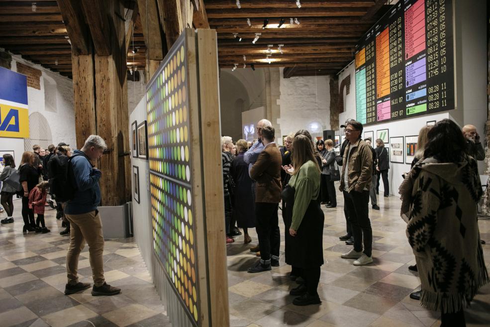 Visitors at the opening of the exhibition.