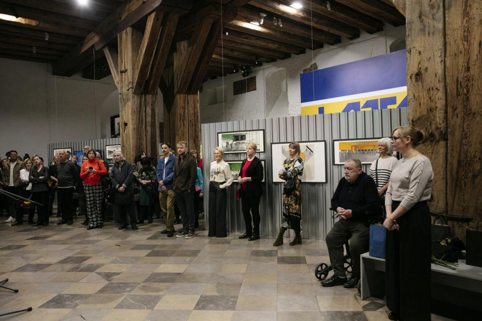 Visitors at the opening of the exhibition.