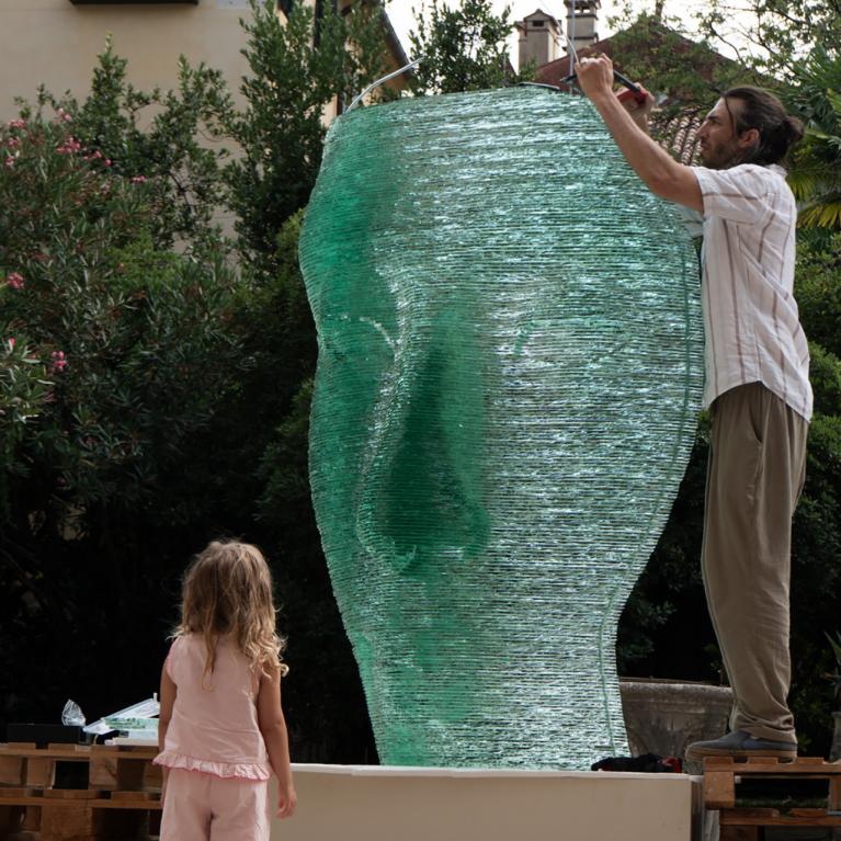 Installation of Ernests Vītiņ&scaron;&rsquo;s environmental object Nefertiti (2025) at the GLASSTRESS 2026 exhibition in Venice. Photo: Linda Vītiņa