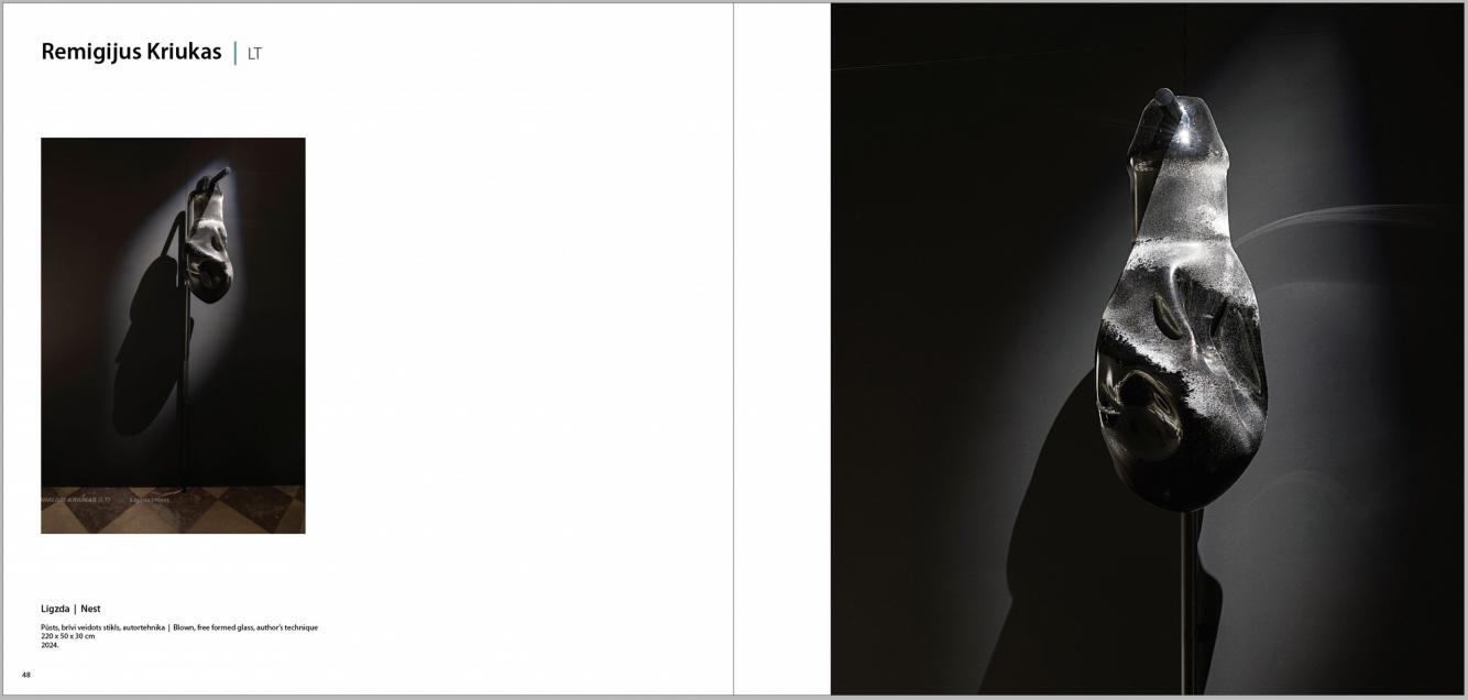 Baltijas mūsdienu stikla mākslas izstādes &ldquo;Slāņi&rdquo; kataloga atvērums. 2026. Dizains: Linda Lūse