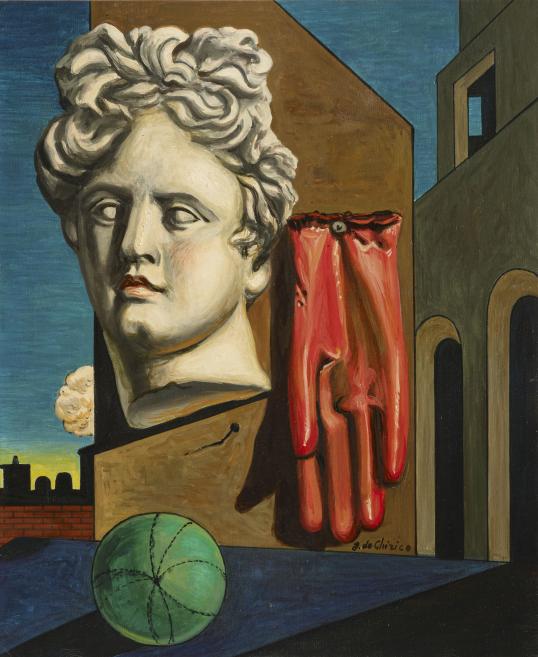 Džordžo de Kiriko (Giorgio de Chirico). Metafiziska kompozīcija. 1950&ndash;1960. Audekls, eļļa. Piti pils Modernās mākslas galerijas kolekcija, Florence, Itālija. Publicitātes foto