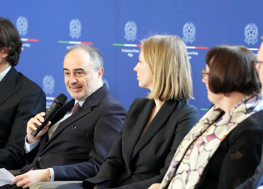 Preses konference Latvijas Nacionālajā mākslas muzejā 06.03.2025., kurā prezentēja divas nozīmīgas izstādes no Itālijas. Foto: Edijs Pālens / LETA