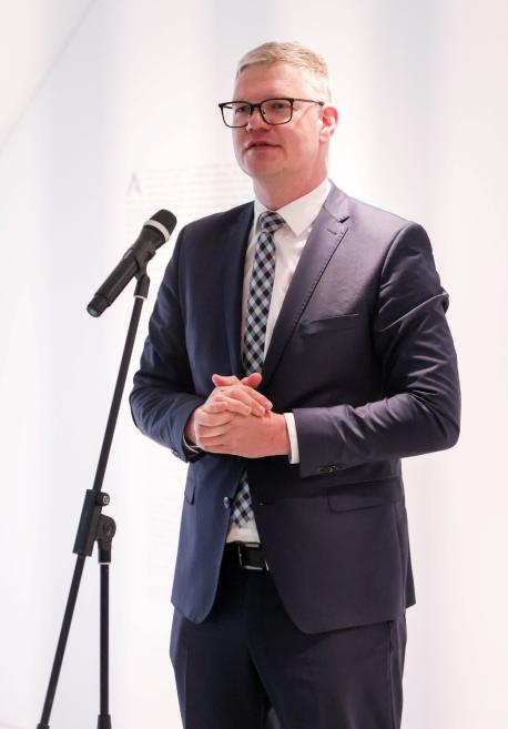 Izstādes "Raimonds Staprāns. Klusuma arhitektūra" atklā&scaron;ana. Foto: Evija Trifanova
