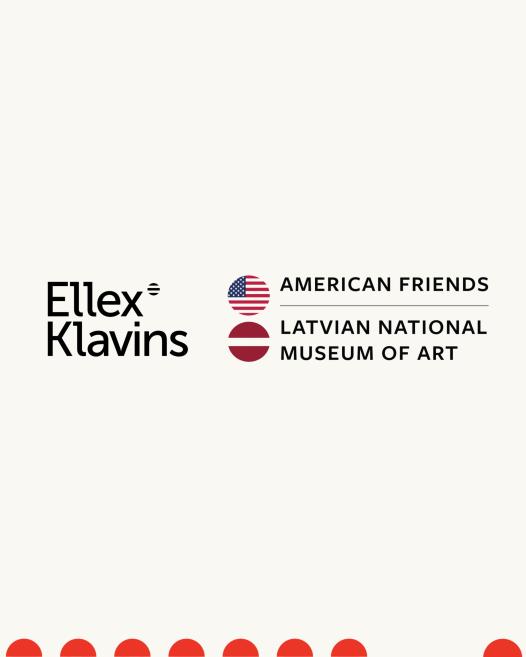 Uz gaiša fona izvietoti Ellex Kļaviņš un American Friends of the Latvian National Museum of Art logotipi.