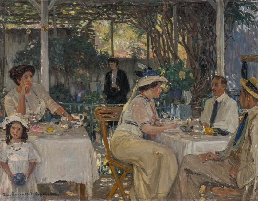 Janis Rozentāls. Uz terases (Veranda Kapri). 1912. Audekls, kartons, eļļa. LNMM kolekcija. Foto: Normunds Brasliņ&scaron;