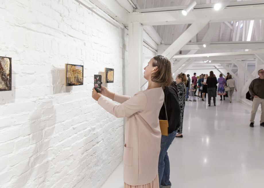 The opening of the exhibition "Laura Veļa. Wounded Memory". Photo: Inga Baltā