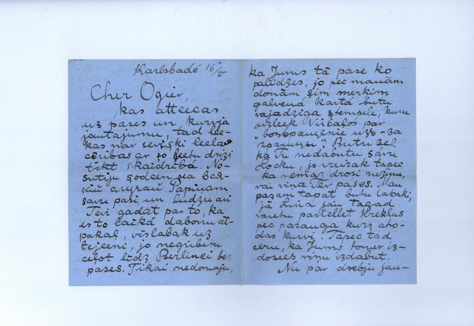 Jāzeps Grosvalds. Letter to Oļģerds Grosvalds. 16.05.1914. Manuscript on paper. LNMA collection