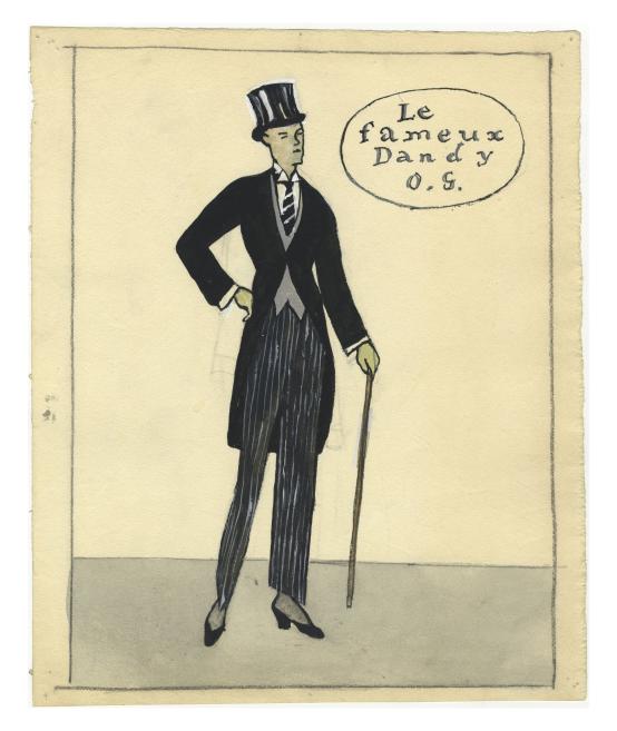 Jāzeps Grosvalds. Portrait of Oļģerds Grosvalds. 1910&ndash;1914. Ink, gouache, watercolor, and pencil on paper. LNMA collection