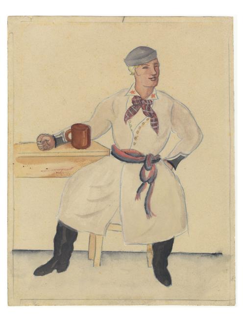 Jāzeps Grosvalds. Ethnographic Motif. 1914&ndash;1915. Watercolor on paper. LNMA collection