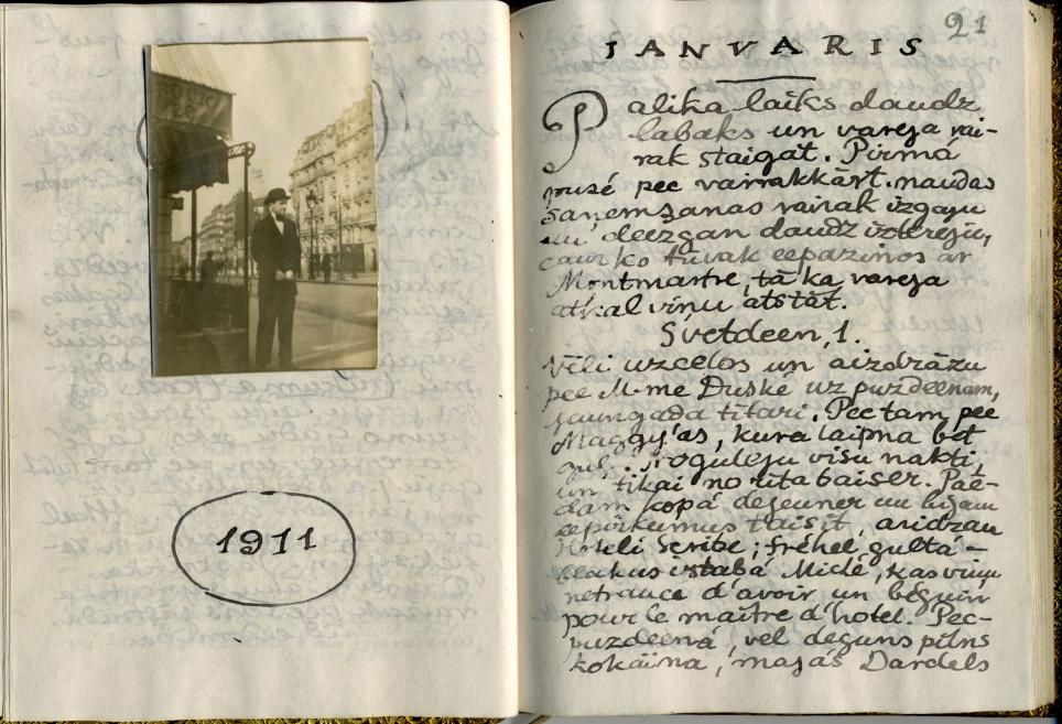 Jāzepa Grosvalda dienasgrāmata. 11.1910-08.1911. Papīrs, rokraksts. LNMM kolekcija