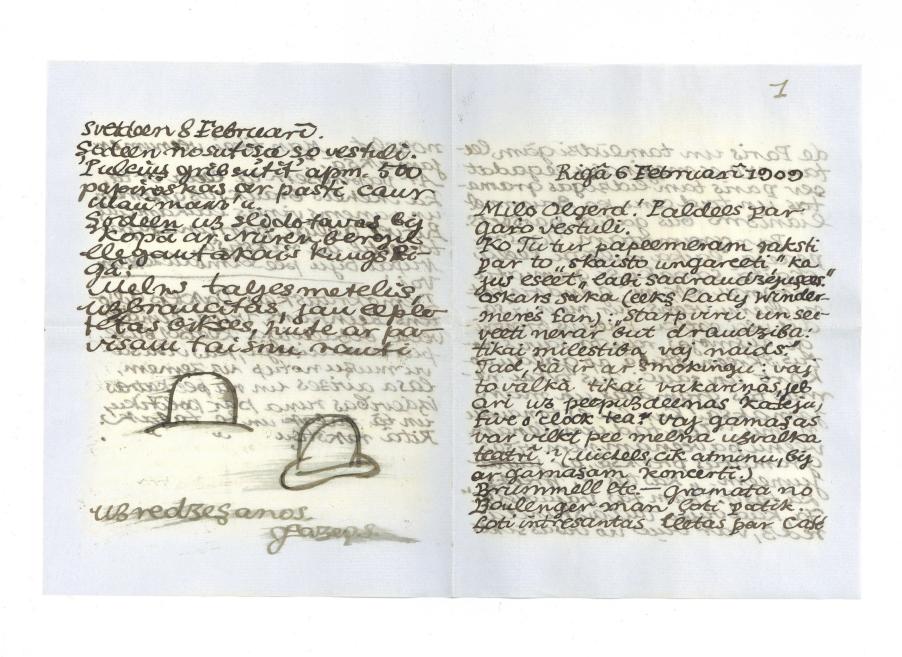 Jāzeps Grosvalds. Vēstule Oļģerdam Grosvaldam. 06.02.1909. Papīrs, rokraksts. LNMM kolekcija