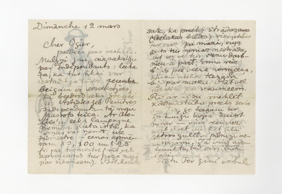 Jāzeps Grosvalds. Vēstule Oļģerdam Grosvaldam. 12.03.1911. Papīrs, rokraksts. LNMM kolekcija