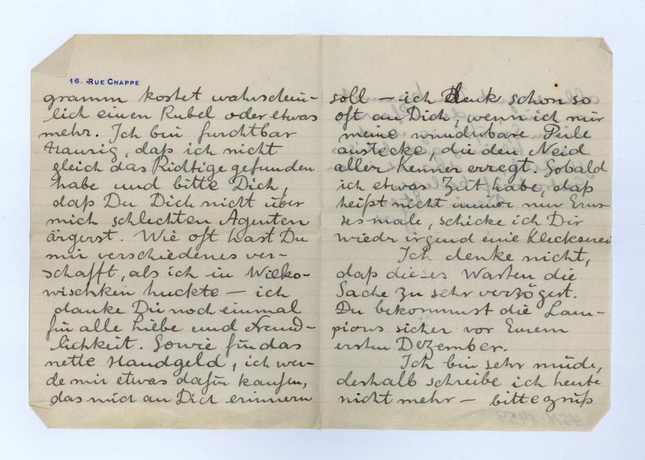 Jāzeps Grosvalds. Vēstule Mērijai Grīnbergai. 03.12.1913. Papīrs, rokraksts. LNMM kolekcija