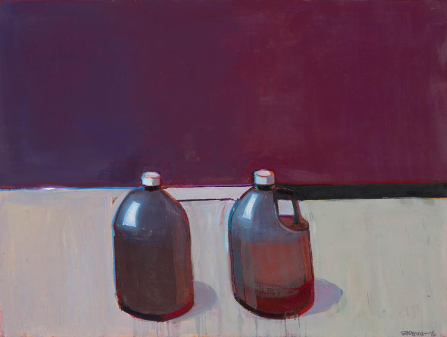 Raimonds Staprāns. Two Bottles with Blackened Tomato Sauce. 2010. Oil on canvas. Family collection. Photo: Valdis O&scaron;iņ&scaron;