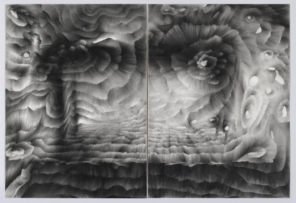 Viktors Timofejevs. Viens tūkstotis meklējamu planētu. 2023. Papīrs, grafīts. LNMM kolekcija. Publicitātes foto