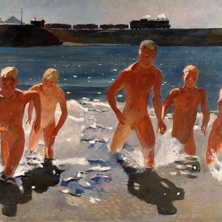 Aleksandrs Deineka. Pusdienas pārtraukums Donbasā. 1935. Audekls, eļļa. LNMM kolekcija.