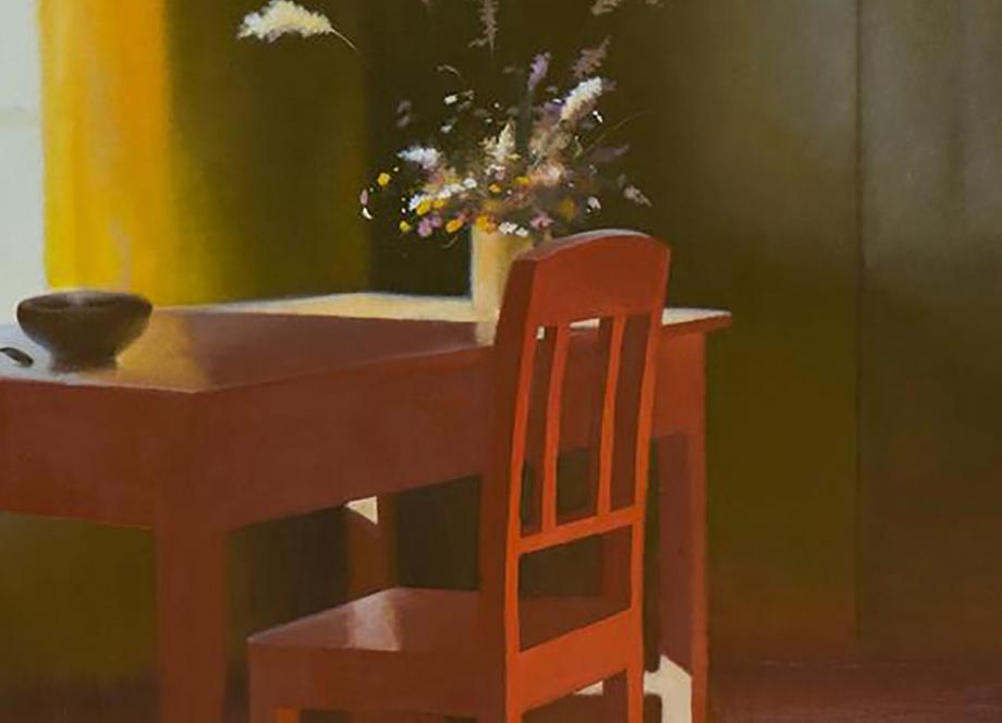 Līga Purmale. Afternoon. 1981. Oil on cardboard. Collection of the Latvian National Museum of Art, Riga. Photo: Normunds Brasliņ&scaron;