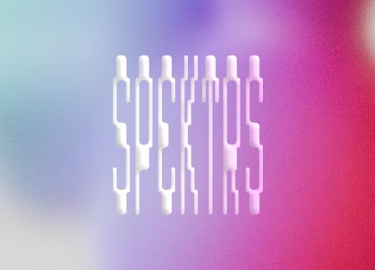 Abstract graphic with a white vertical line pattern on a blue, purple, and red gradient background.