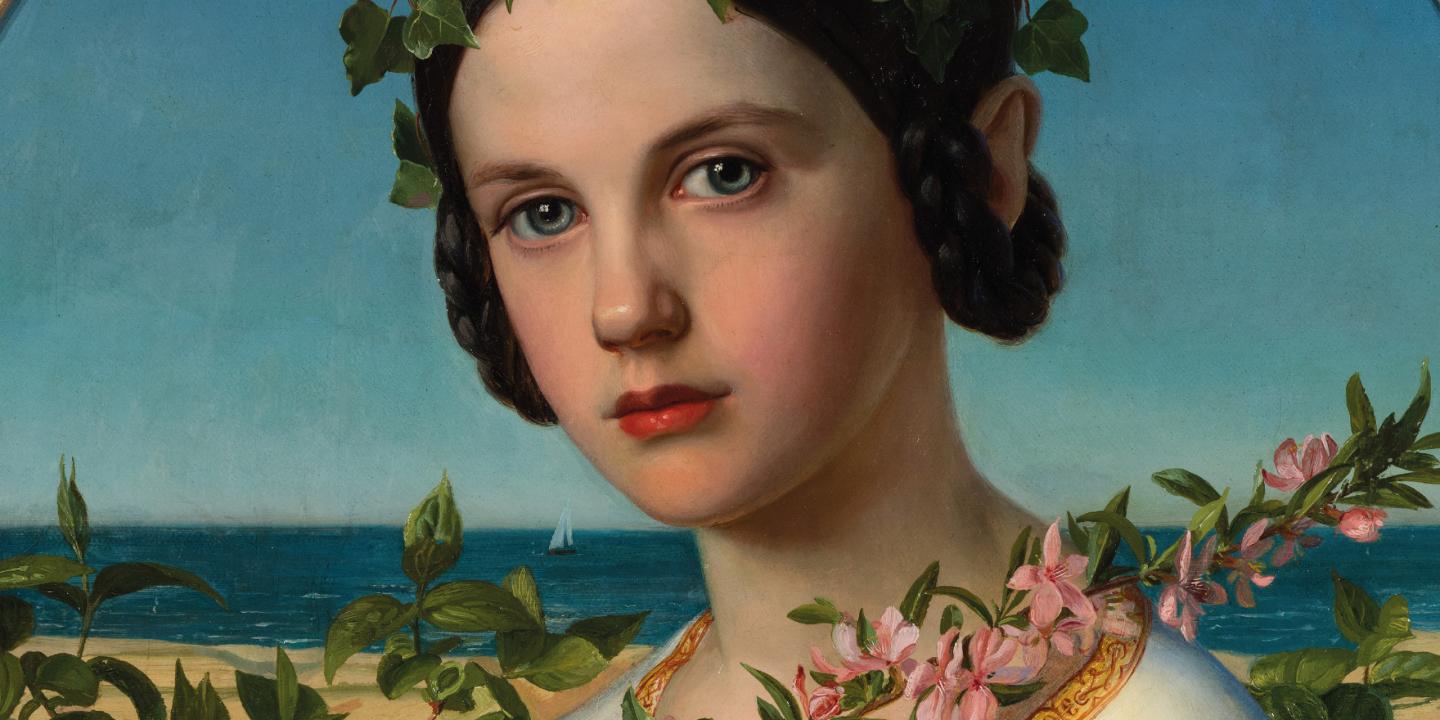 Romantic portrait of a girl with flowers.