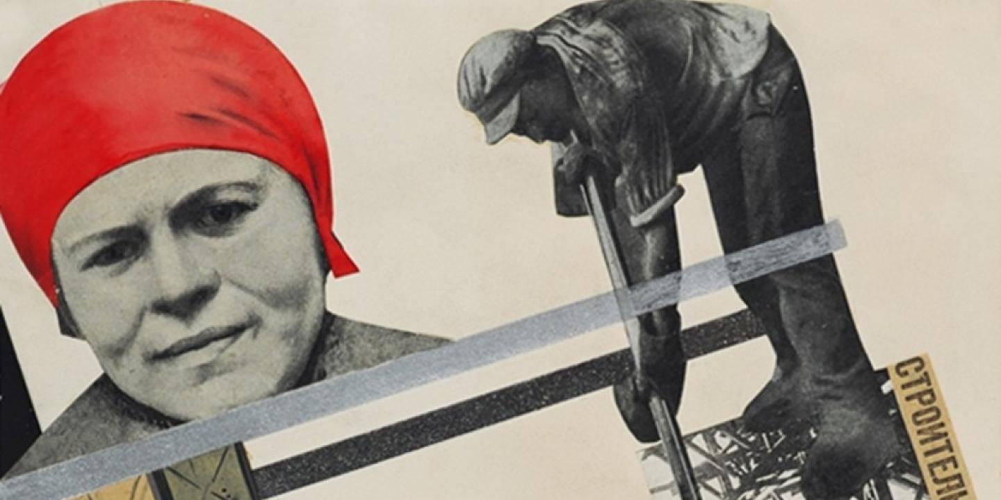 Gustavs Klucis. On the front of socialist construction. Design for poster. 1927&ndash;1928. Photomontage, collage, gouache, pencil, charcoal, Indian ink and aluminium powder on paper. LNMA collection.