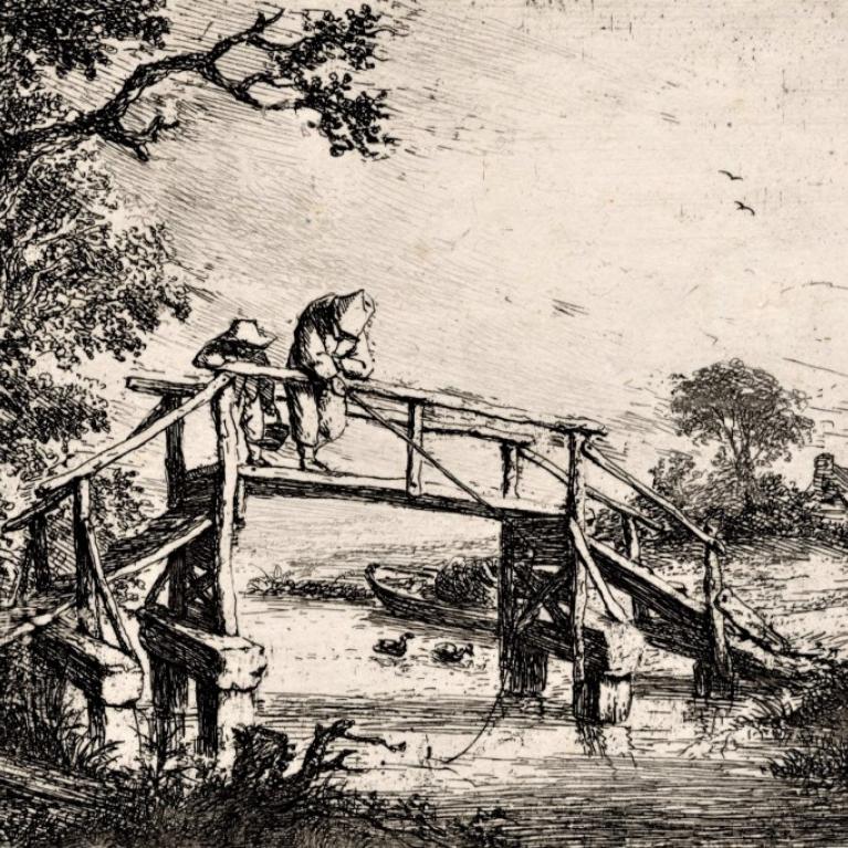 Adriaen van Ostade (1610-1685). Anglers. 1653(?). Paper, etching. Detail. Collection of Latvian National Museum of Art