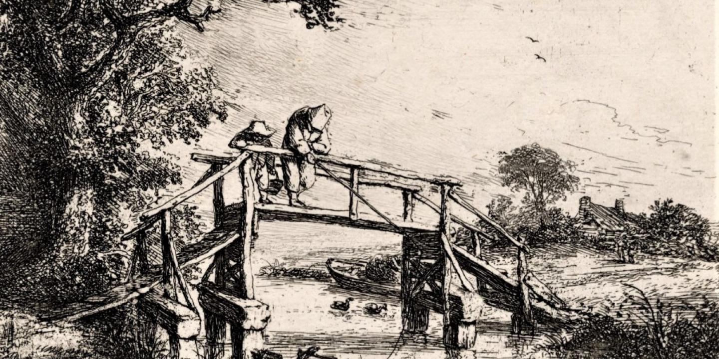 Adriaen van Ostade (1610-1685). Anglers. 1653(?). Paper, etching. Detail. Collection of Latvian National Museum of Art