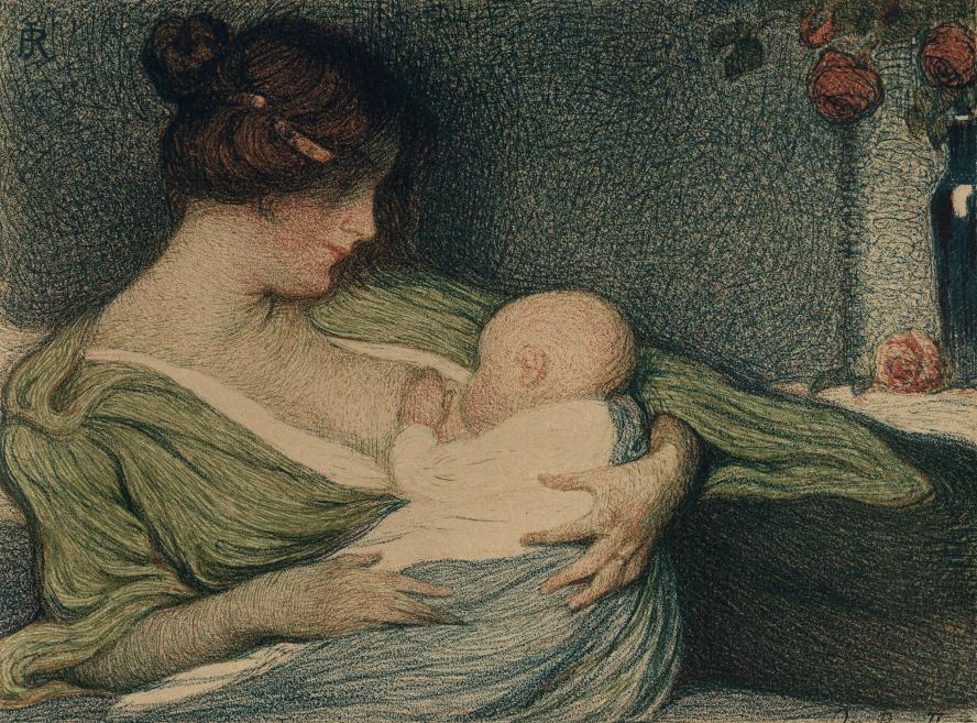 Janis Rozentāls. Māte ar bērnu. 1906. Papīrs, krāsaina litogrāfija. LNMM kolekcija