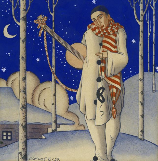 Niklāvs Strunke. Pjero ziemā. 1927. Papīrs, akvarelis, tempera. LNMM kolekcija
