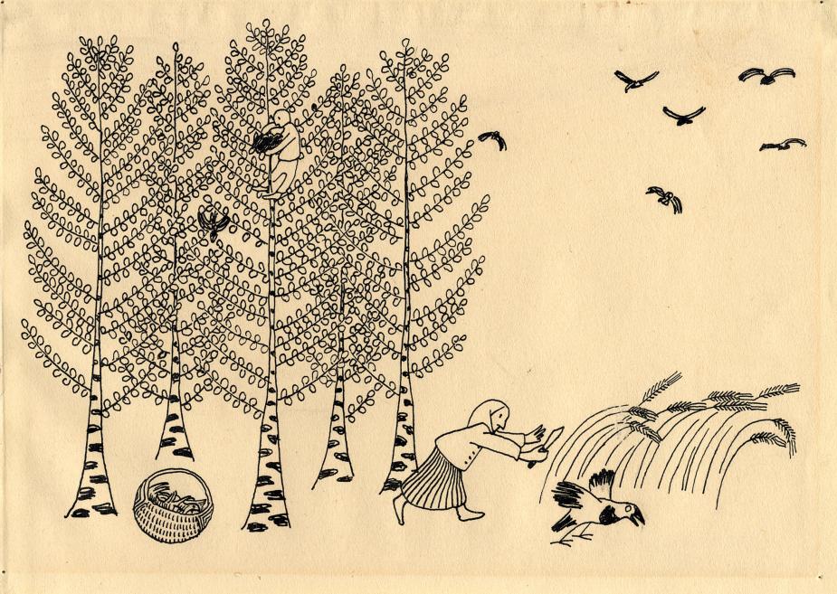 Jānis Jaunsudrabiņ&scaron;. Dārtīte. Ilustrācija Jāņa Jaunsudrabiņa &ldquo;Baltajai grāmatai&rdquo;. 1910-1914. Papīrs, tu&scaron;a. LNMM kolekcija