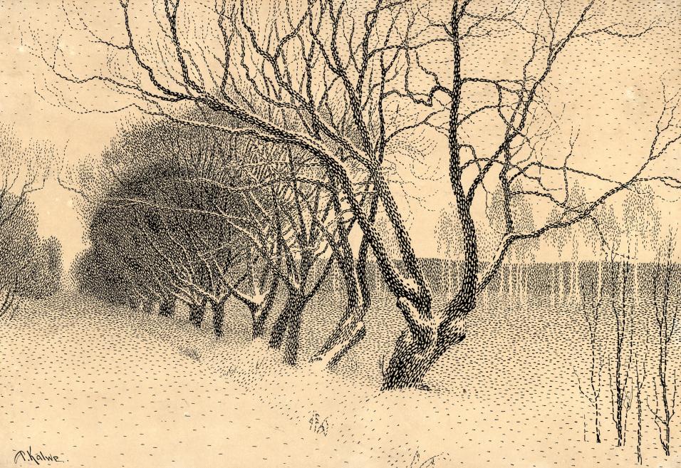 Pēteris Kalve. Ainava. 1907. Papīrs, tu&scaron;a. LNMM kolekcija
