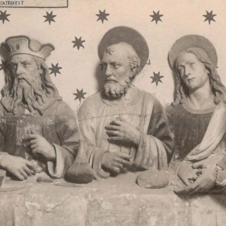 Alinari Brothers Printing House (10099). Photography of Agnolo di Polo barelief "Maria Magdalene Washing Jesus Feet" located in San Vivaldo holy mountain church complex "Gerusalemme", Convento dei Minori Osservanti. Community of San Miniato al Tedesco, Tuscany. The 1880s. Albumin print, fixed on cardboard. Library Collection of the Latvian National Museum of Art. Publicity photo