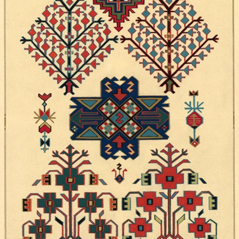 Jūlijs Straume. Kaukāzie&scaron;u rakstu motīvi. Garabaga, 1924.&ndash;1928. Kartons, papīrs, gua&scaron;a, tempera. Latvijas Nacionālā mākslas muzeja kolekcija. Publicitātes foto