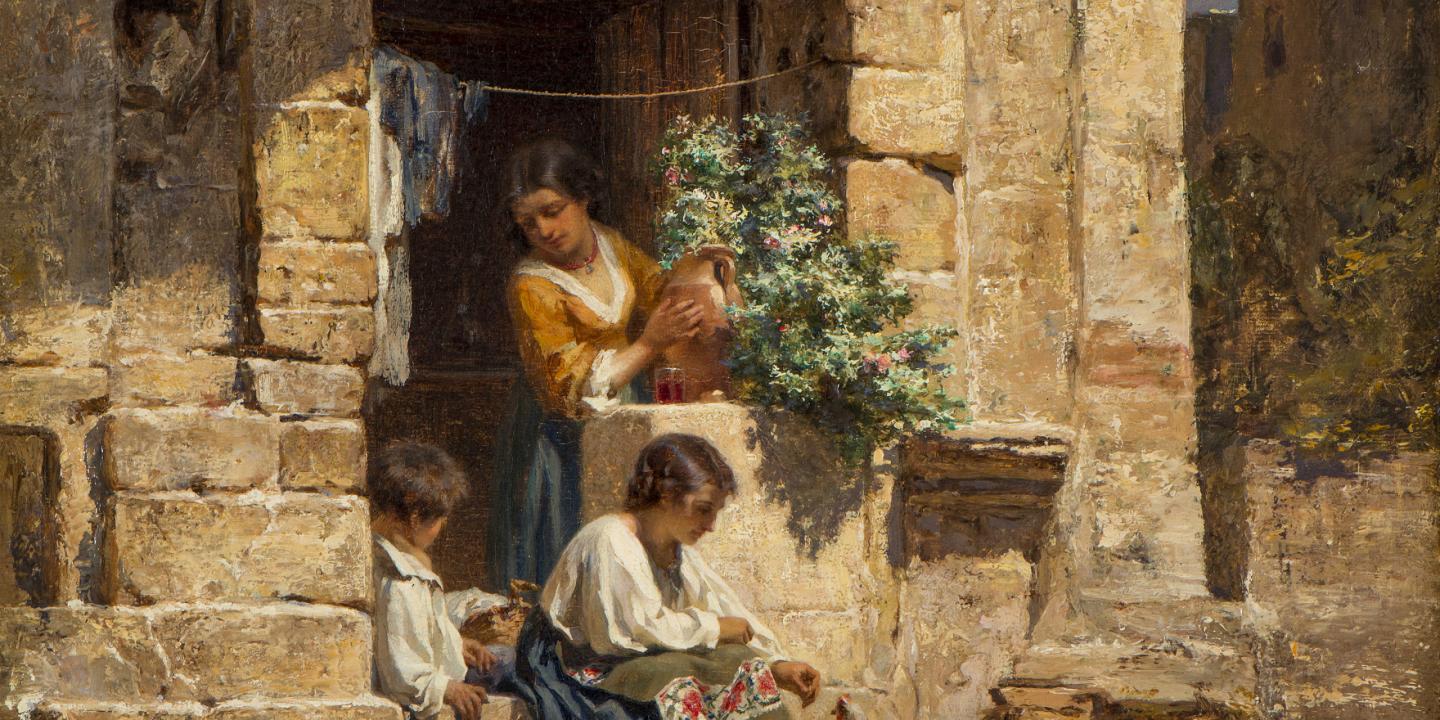 Kārlis Hūns. Italian Courtyard. 1871. Oil on canvas. Collection of the Latvian National Museum of Art, Riga. Photo: Normunds Brasliņ&scaron;