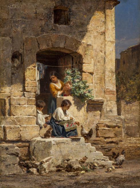 Kārlis Hūns. Italian Courtyard. 1871. Oil on canvas. Collection of the Latvian National Museum of Art, Riga. Photo: Normunds Brasliņ&scaron;