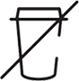 The image shows a stylized drink cup icon crossed by a diagonal line, indicating that drinks are not allowed.