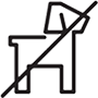 The image shows a stylized icon of a person sitting on a chair crossed by a diagonal line, indicating that sitting is not allowed.