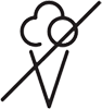 The image shows a stylized ice cream icon crossed by a diagonal line, indicating that eating is not allowed.
