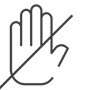 The image shows a stylized icon of a hand with an open palm and a diagonal line across it.