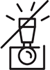 The image shows a stylized icon of a camera with a flash crossed by a diagonal line, indicating that photography is not allowed.