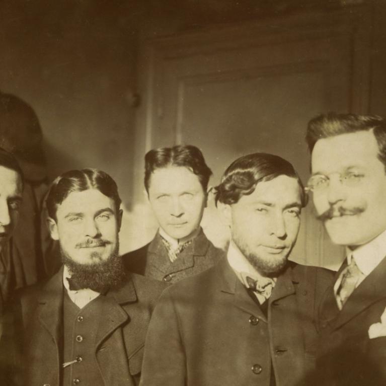 Gustavs &Scaron;ķilters with his artist-friends in Paris. 1903. Photograph. Collection of the Latvian National Museum of Art. Publicity photo