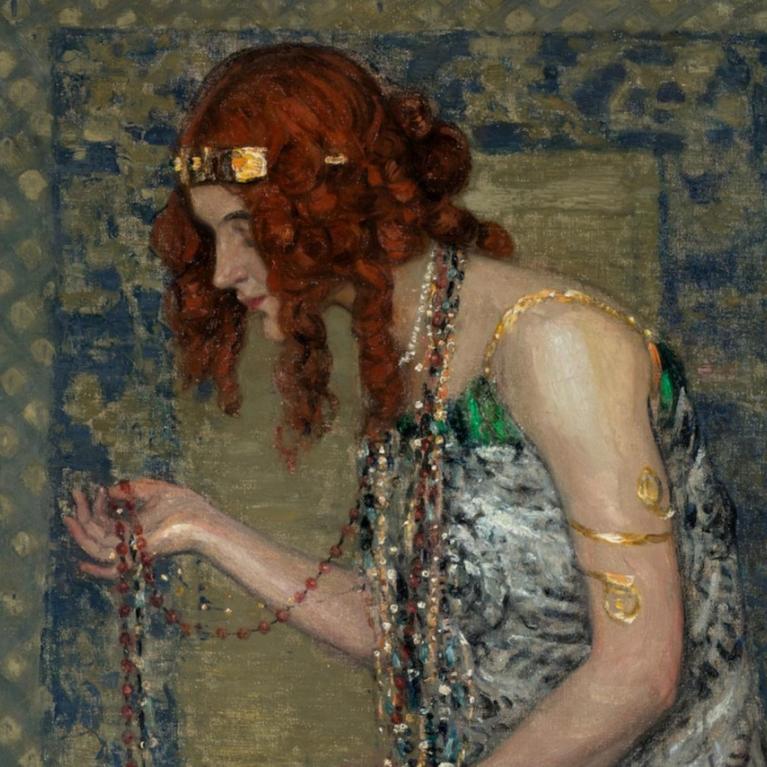 Janis Rozentāls. Princess with a Monkey. Fragment. 1913. Oil on canvas. Collection of the Latvian National Museum of Art. Photo: Normunds Brasliņ&scaron;