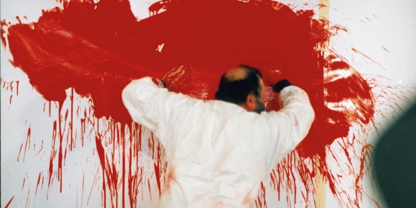 Hermanis Ničs (Hermann Nitsch). Akcionisma glezniecība. Foto: Hermaņa Niča fonds (Hermann Nitsch Foundation)