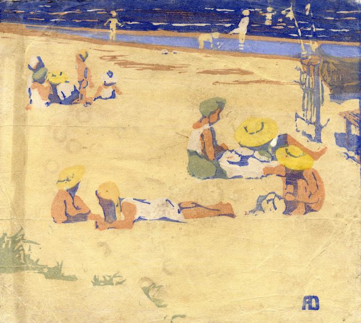 Aleksandra Dmitrijeva glezna “Pludmale” (ap 1911–1913) attēlo atpūtnieku grupas jūras krastā ar viegliem, dekoratīviem krāsu laukumiem.