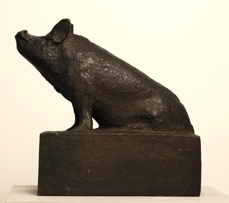 Teodors Zaļkalns. Pig. Undated. Bronze.&nbsp;LNMA collection