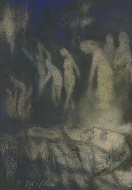 Gustavs &Scaron;ķilters. The Dreamer. 1910. Watercolour, pastel and pencil on paper.&nbsp;LNMA collection