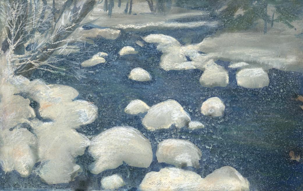 Gustavs &Scaron;ķilters.&nbsp;Strauts ziemā.&nbsp;1908. Papīrs, akvarelis, pastelis.&nbsp;LNMM kolekcija